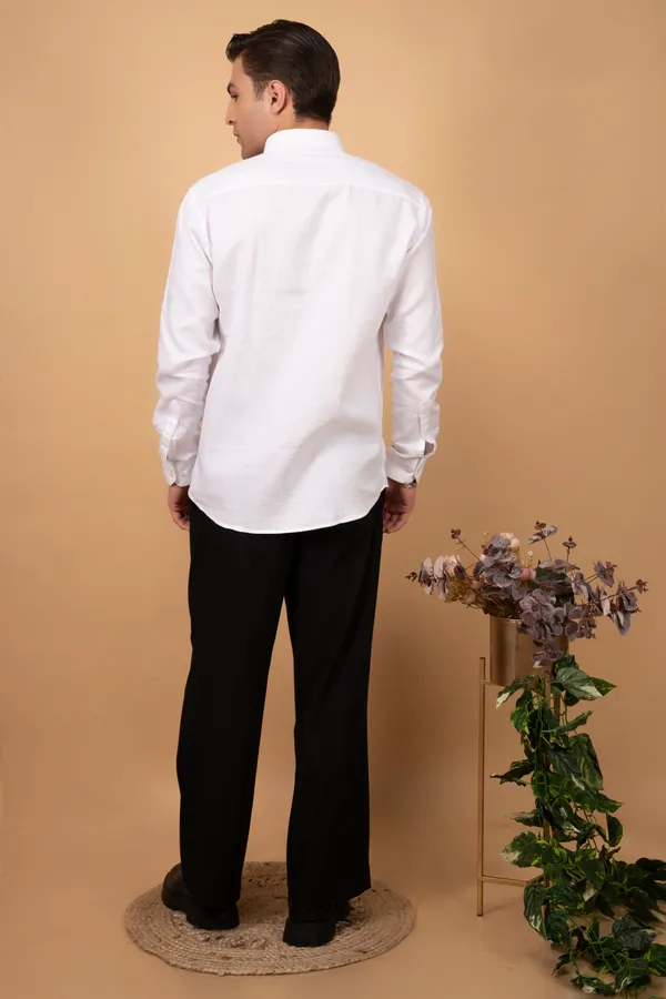 White_Premium_Linen_Cutway_Collar_Full_Sleeves_Shirts_For_Men
