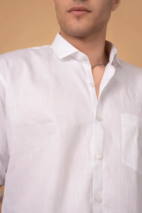 White_Premium_Linen_Cutway_Collar_Full_Sleeves_Shirts_For_Men
