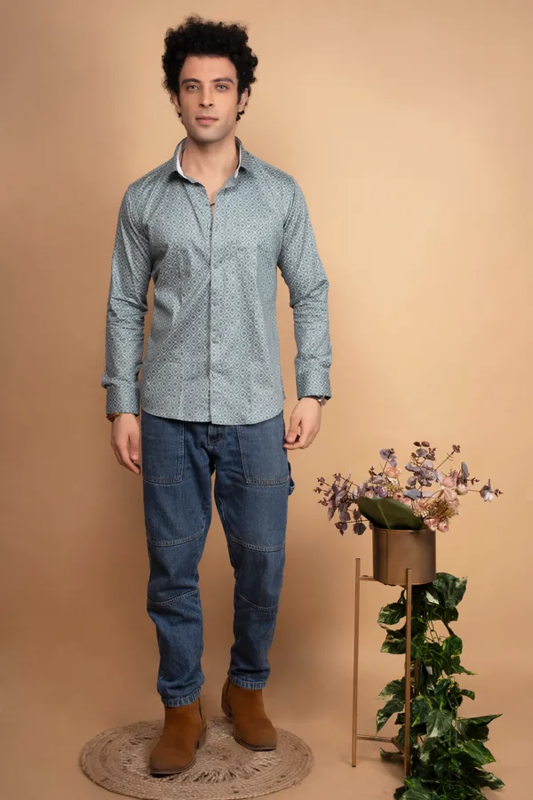 Green_Giza_Cotton_Printed_Slim_Fit_Shirts_For_Men