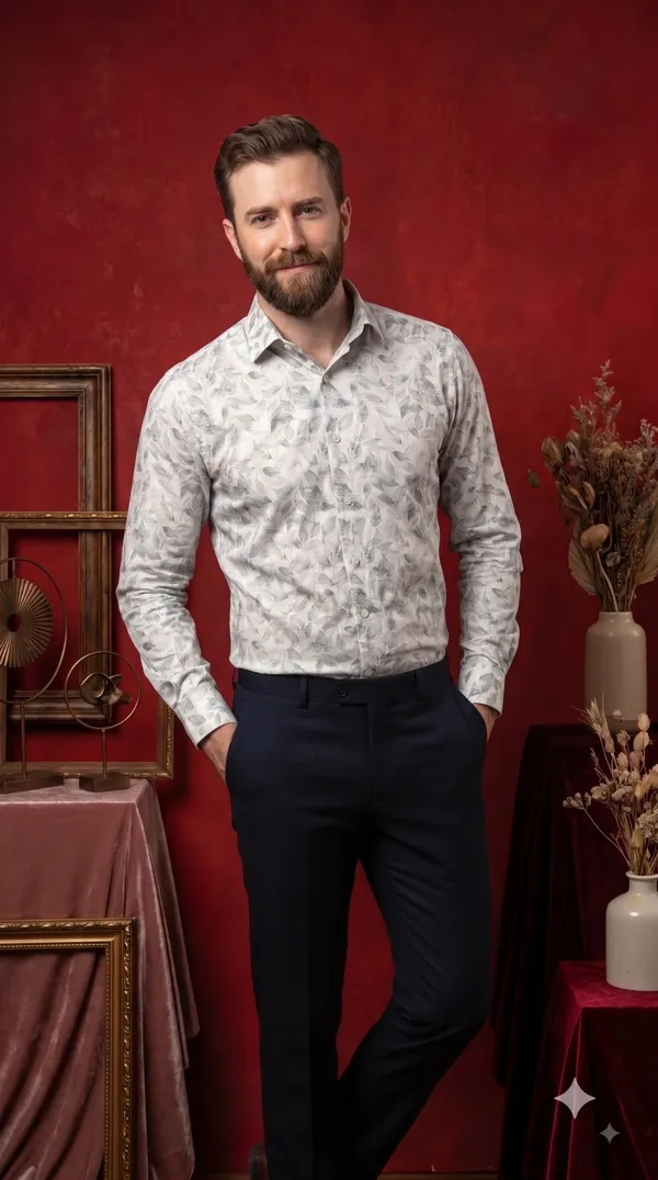 White_&_Green_Giza_Cotton_Printed_Slim_Fit_Shirts_For_Men