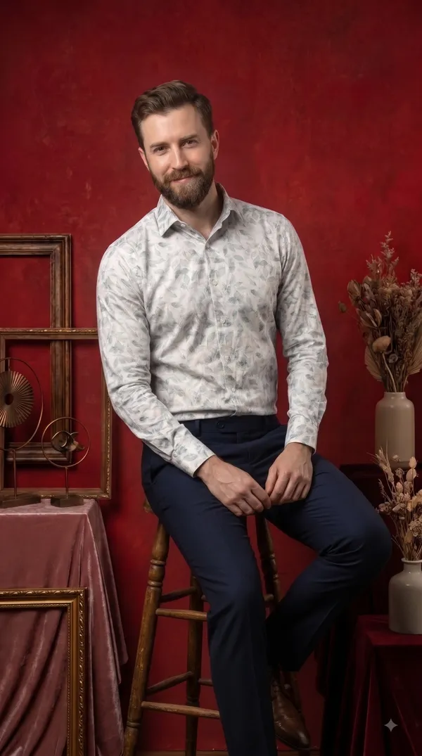 White_&_Green_Giza_Cotton_Printed_Slim_Fit_Shirts_For_Men