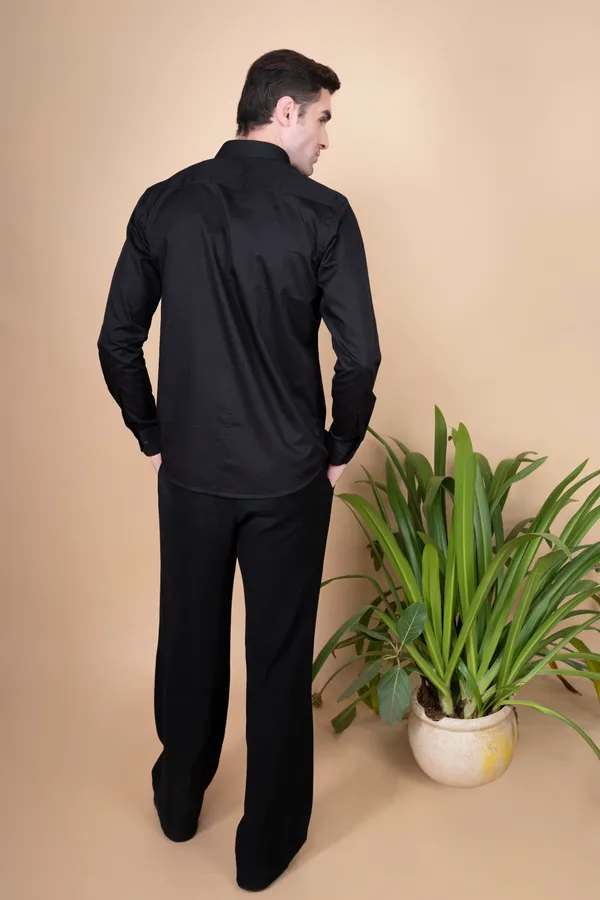 Black_Cotton_Cutway_Collar_Full_Sleeves_Shirts_For_Men