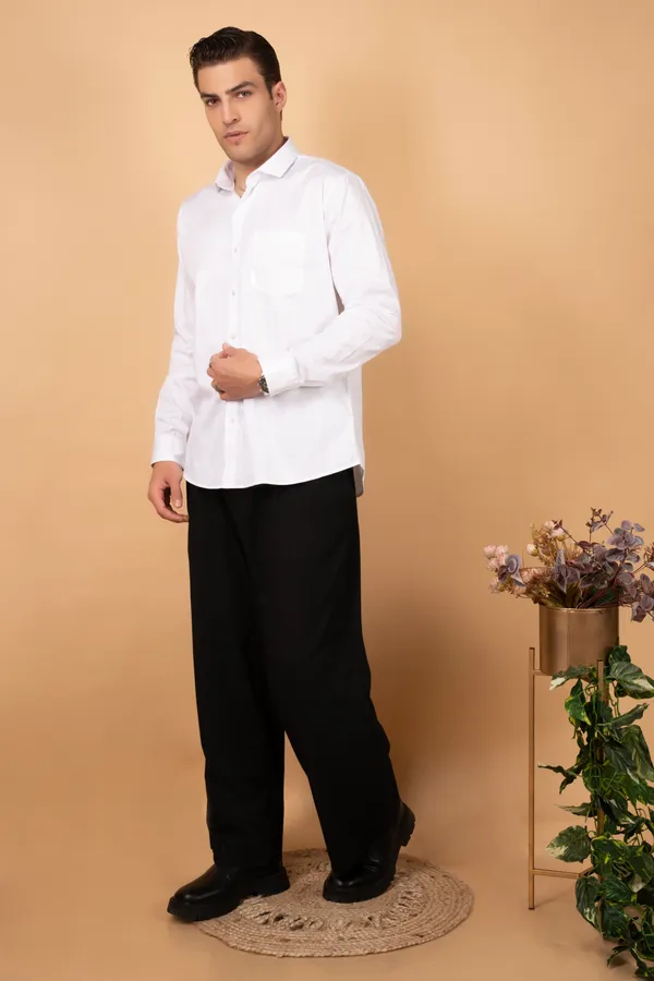 White_Premium_Giza_Cutway_Collar_Full_Sleeves_Shirts_For_Men