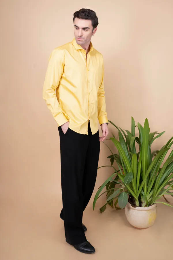 Yellow_Cotton_Cutway_Collar_Full_Sleeves_Shirts_For_Men