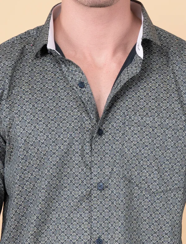 Bottle_Green_Giza_Cotton_Printed_Slim_Fit_Shirts_For_Men