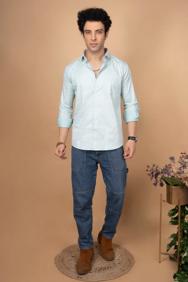 Light_Green_Giza_Cotton_Printed_Slim_Fit_Shirts_For_Men