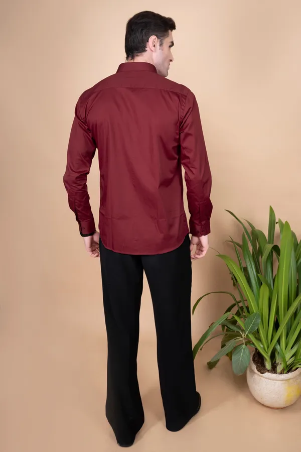 Red_Cotton_Cutway_Collar_Full_Sleeves_Shirts_For_Men