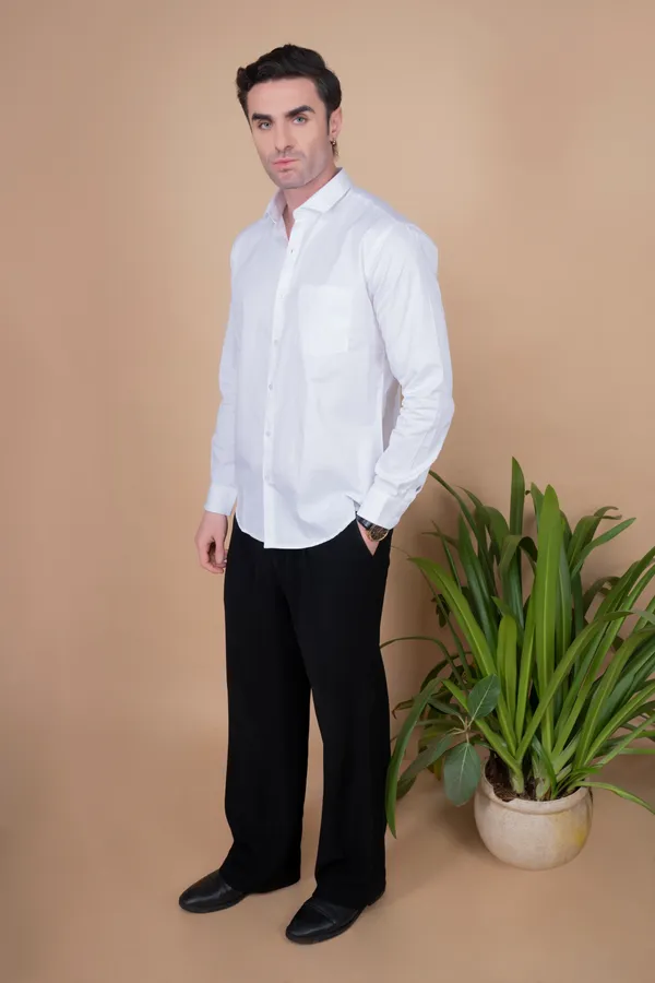 White_Cotton_Cutway_Collar_Full_Sleeves_Shirts_For_Men