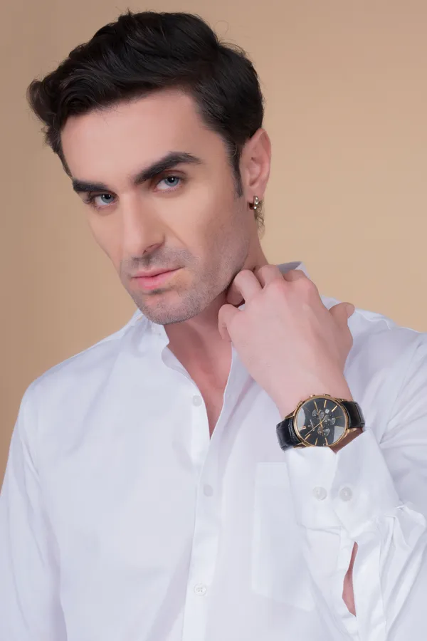 White_Cotton_Cutway_Collar_Full_Sleeves_Shirts_For_Men