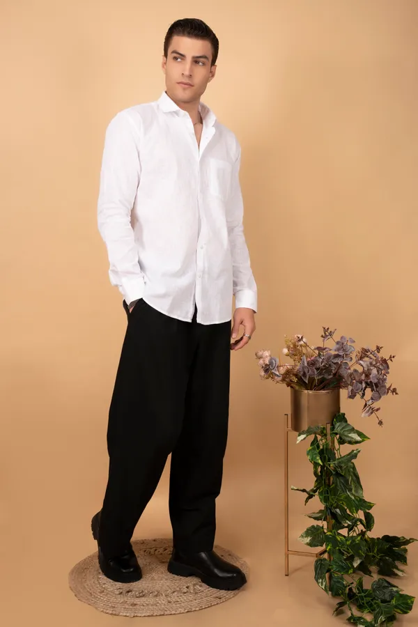 White_Luxury_Linen_Cutway_Collar_Full_Sleeves_Shirts_For_Men