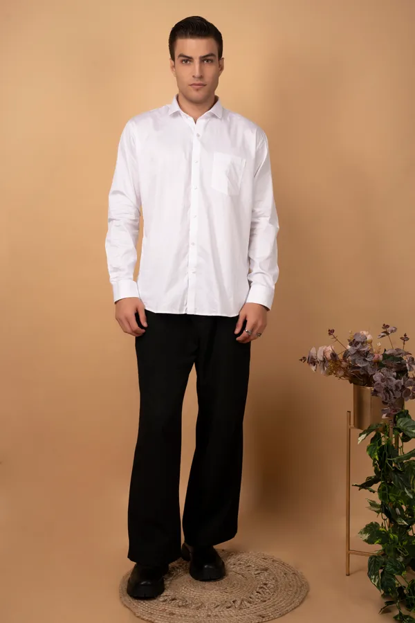 White_Premium_Giza_Cutway_Collar_Full_Sleeves_Shirts_For_Men