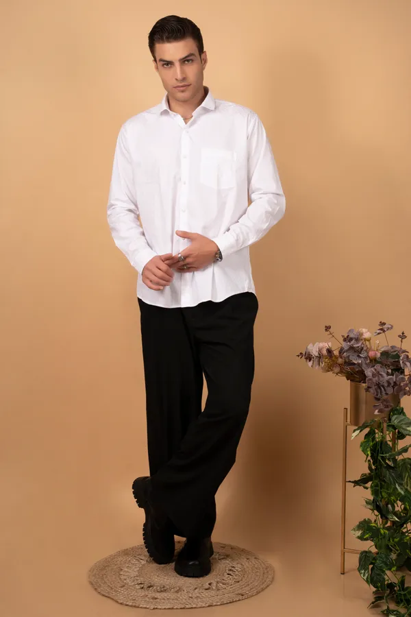 White_Premium_Giza_Cutway_Collar_Full_Sleeves_Shirts_For_Men