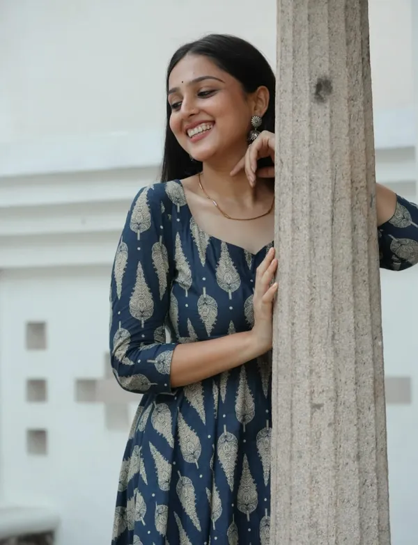 Beautiful_Cotton_Printed_Anarkali_Kurti_and_Pant_Paired_with_Dupatta