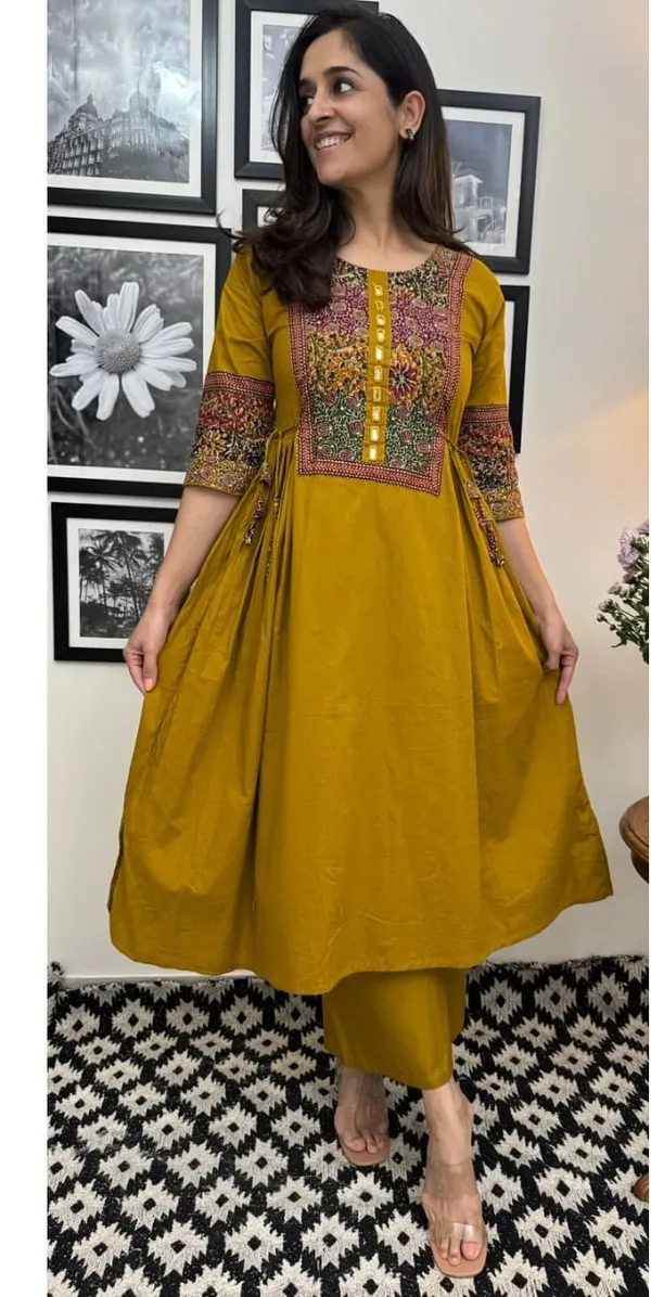 Mustard_Cotton_Kurti_and_Palazzo_Set_For_Women