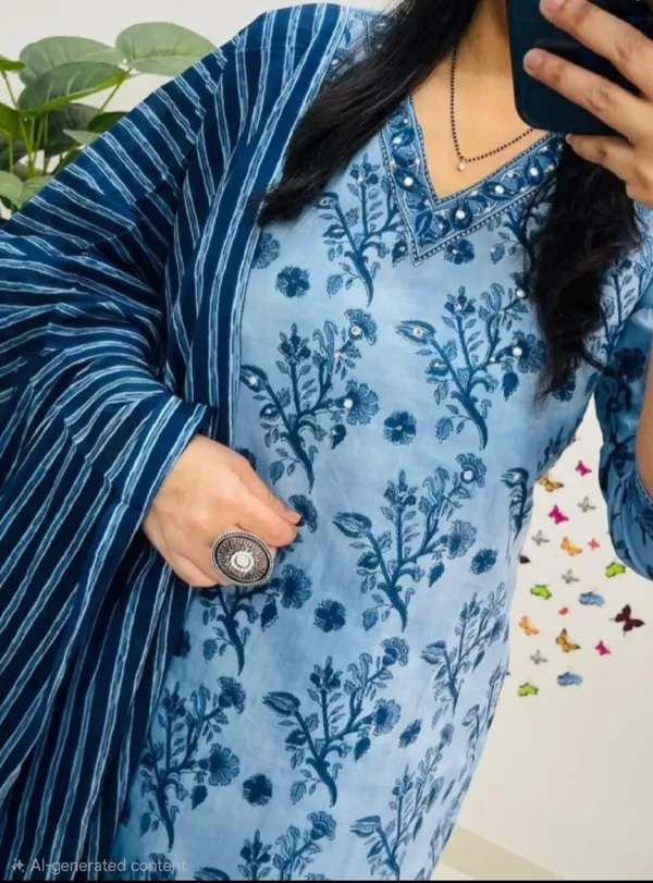 Cotton_Printed_Kurti_and_Pant_Paired_with_Dupatta