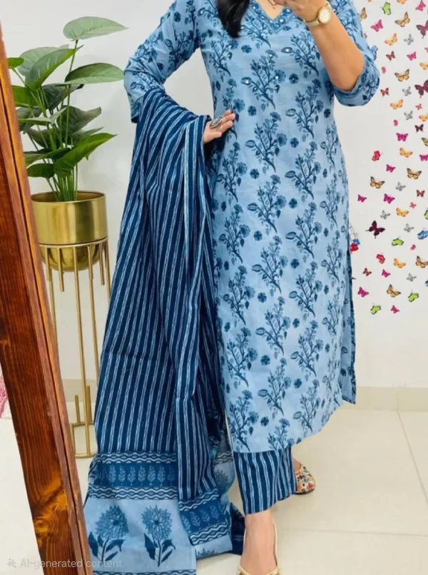 Cotton_Printed_Kurti_and_Pant_Paired_with_Dupatta