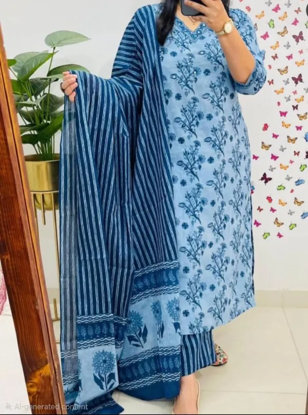 Cotton_Printed_Kurti_and_Pant_Paired_with_Dupatta