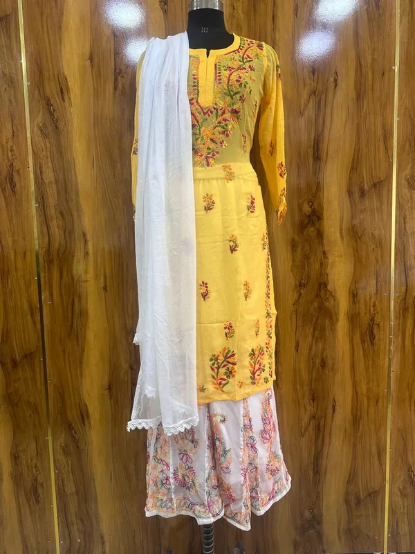 Summer_Special_Lucknowi_Chikankari_Kurti_and_Sharara_Paired_with_Chiffon__Dupatta