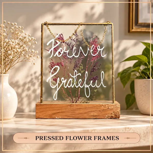 Forever_Grateful_Botanical_Glass_Frame_With_Dried_Flowers_|_Handmade_Tabletop_Gift_For_Home_Decor_|_Gold_|_8_X_10_Inch