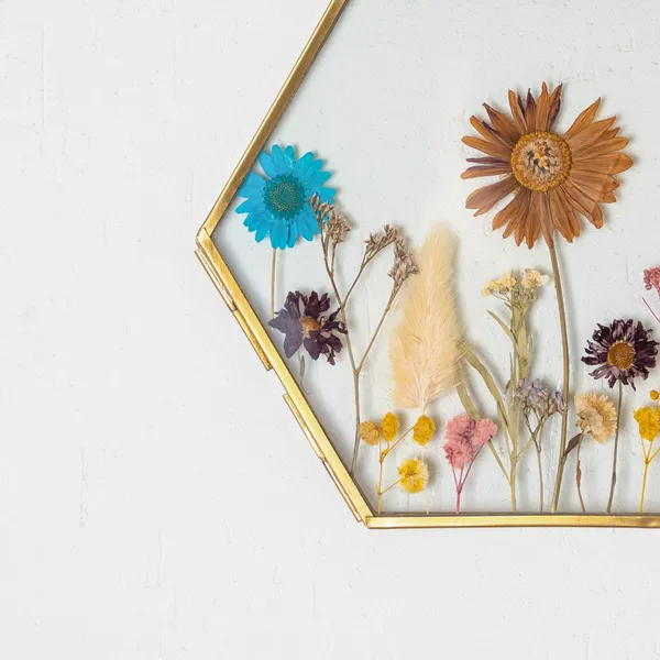 Hexagon_Brass_Pressed_Flower_Frame_|_Artistic_Hanging_Botanical_Wall_Art_|_Gold_|_6_X_6_Inch