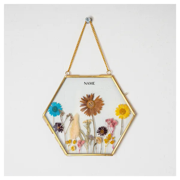 Hexagon_Brass_Pressed_Flower_Frame_|_Artistic_Hanging_Botanical_Wall_Art_|_Gold_|_6_X_6_Inch