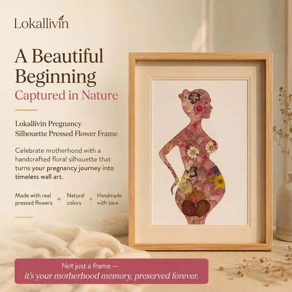 Pregnancy_Silhouette_Frame_With_Pressed_Flowers_|_Handmade_Keepsake_For_Moms_To_Be_And_Nursery_Wall_Art_|_Multicolor_|_11_X_15_Inch