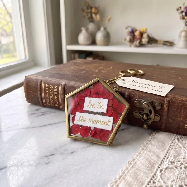 Vintage_Pressed_Flower_Mini_Hanging_Frame_(3x3_inch)_with_custom_quote