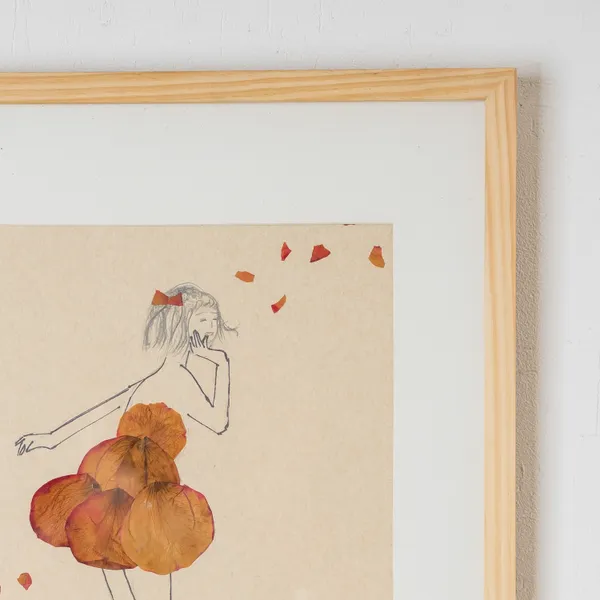 Pressed_Rose_Pinewood_Frame_With_Dancing_Girl_Motif_|_Multicolor_|_11_X_15_Inch