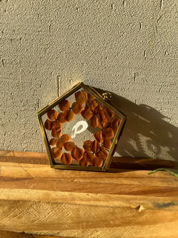 Pressed_Flower_Mini_Keychain_|_Custom_Name_Or_Initial_In_Vintage_Brass_Frame_|_Multicolor_|_3_X_3_Inch