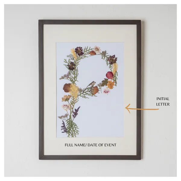 Personalised_Name_Initial_Pressed_Flower_Frame_|_Handmade_Gift_For_Birthdays_And_Baby_Showers_|_Brown_|_8_X_10_Inch