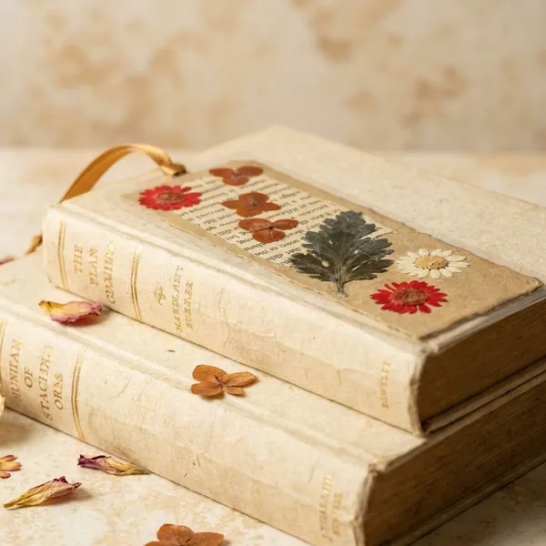 Pressed_Flower_Bookmark_|_Gold_|_8_X_10_Inch