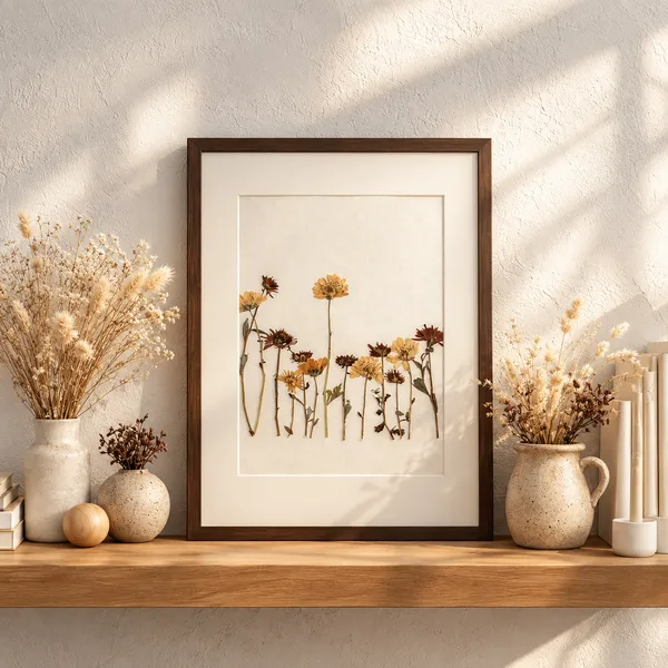 Daisy_Pressed_Flower_Wall_Art_|_Handmade_Botanical_Decor_For_Living_Room_And_Gifting_|_Multicolor_|_11_X_15_Inch