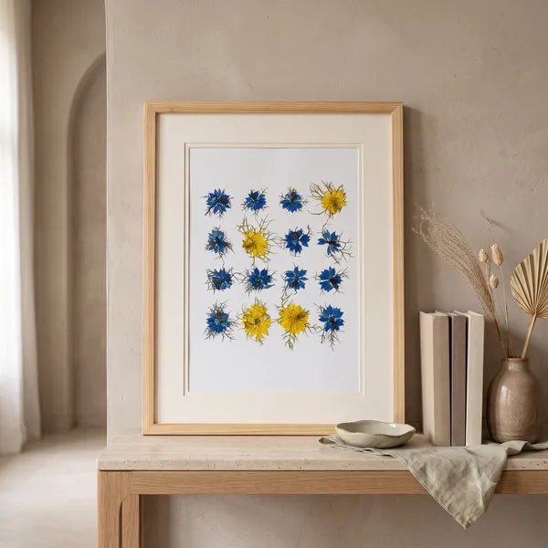 Nigella_Pressed_Flower_Frame_|_Unique_Botanical_Wall_Art_For_Home_And_Gifts_|_Multicolor_|_11_X_15_Inch