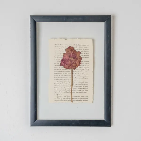 Handmade_Pressed_Rose_Frame_With_Vintage_Text_|_Wall_Decor_And_Gift_For_Nature_Lovers_|_Gold_|_8_X_10_Inch