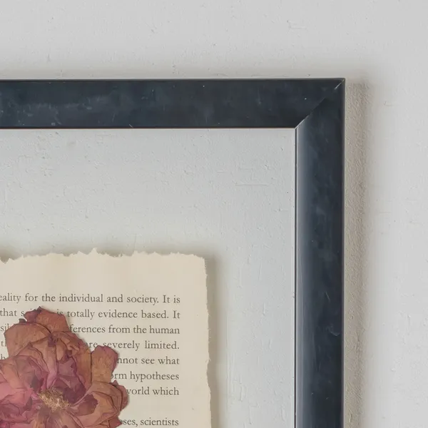 Handmade_Pressed_Rose_Frame_With_Vintage_Text_|_Wall_Decor_And_Gift_For_Nature_Lovers_|_Gold_|_8_X_10_Inch
