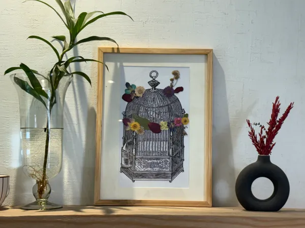 Handmade_Pressed_Flower_Birdcage_Frame_|_Real_Dried_Floral_Wall_Art_In_Wooden_Frame_|_Botanical_Home_Decor_And_Gift_For_Nature_Lovers_|_Multicolor_|_3_X_3_Inch