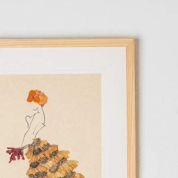 Chrysanthemum_Girl_Pressed_Flower_Frame_|_Handmade_Botanical_Art_For_Unique_Gifting_|_Multicolor_|_11_X_15_Inch