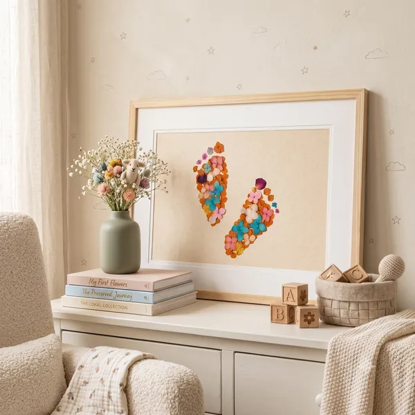 Baby_Footprint_Pressed_Flower_Frame_|_Personalised_Botanical_Keepsake_For_Newborns_|_Multicolor_|_11_X_15_Inch