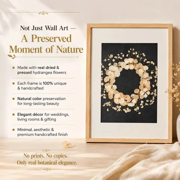 Dried_Hydrangea_Pressed_Flower_Wall_Art_|_Botanical_Frame_For_Weddings_And_Home_Styling_|_Multicolor_|_11_X_15_Inch