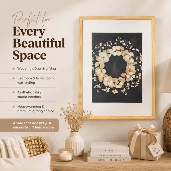 Dried_Hydrangea_Pressed_Flower_Wall_Art_|_Botanical_Frame_For_Weddings_And_Home_Styling_|_Multicolor_|_11_X_15_Inch