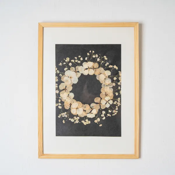 Dried_Hydrangea_Pressed_Flower_Wall_Art_|_Botanical_Frame_For_Weddings_And_Home_Styling_|_Multicolor_|_11_X_15_Inch