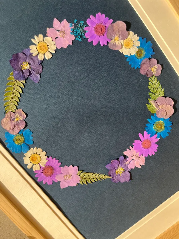 Circle_Pressed_Flower_Frame_|_Handmade_Botanical_Wall_Decor_Gift_|_Multicolor_|_11_X_15_Inch