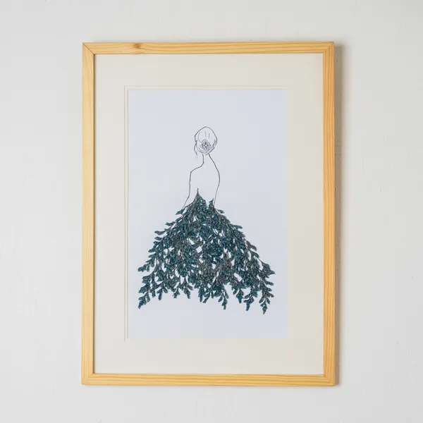 Girl_In_Dried_Flower_Pressed_Art_Frame_|_Unique_Botanical_Wall_Decor_|_Multicolor_|_11_X_15_Inch
