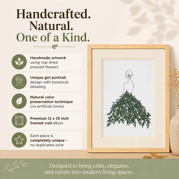 Girl_In_Dried_Flower_Pressed_Art_Frame_|_Unique_Botanical_Wall_Decor_|_Multicolor_|_11_X_15_Inch