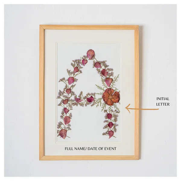 Personalised_Initial_Pressed_Flower_Frame_|_Custom_Botanical_Gift_For_Weddings_And_Anniversaries_|_Multicolor_|_11_X_15_Inch