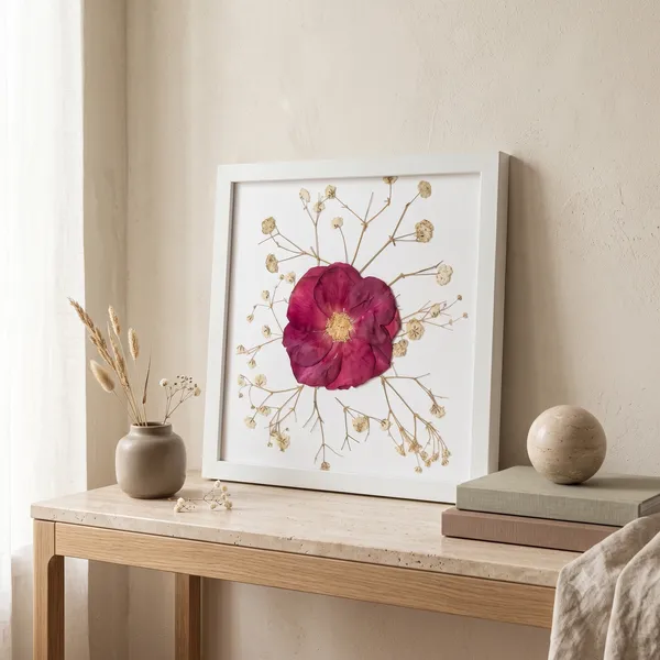 Rose_Pressed_Flower_Frame_|_Handmade_Romantic_Gift_For_Her_And_Him_|_White_|_6_X_6_Inch