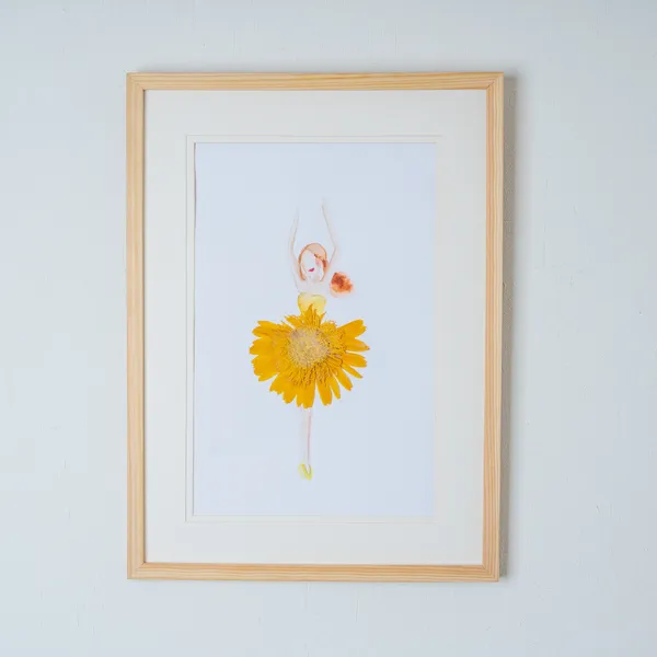 Dancing_Girl_Pressed_Gerbera_Frame_|_Handmade_Botanical_Wall_Art_And_Unique_Gift_|_White_|_11_X_15_Inch