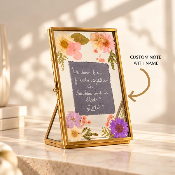 Handmade_Pressed_Flower_Frame_With_Custom_Note_|_Real_Dried_Floral_Keepsake_In_Vintage_Brass_Glass_Frame_|_Friendship_Birthday_And_Sentimental_Gift_|_Gold