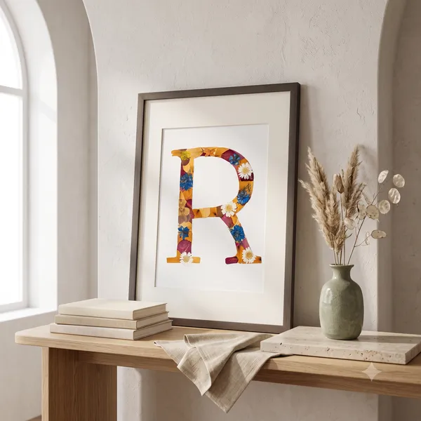 Couple_Initials_Pressed_Flower_Frame_|_Custom_Wedding_Keepsake_For_Bride_And_Groom_|_Multicolor_|_11_X_15_Inch