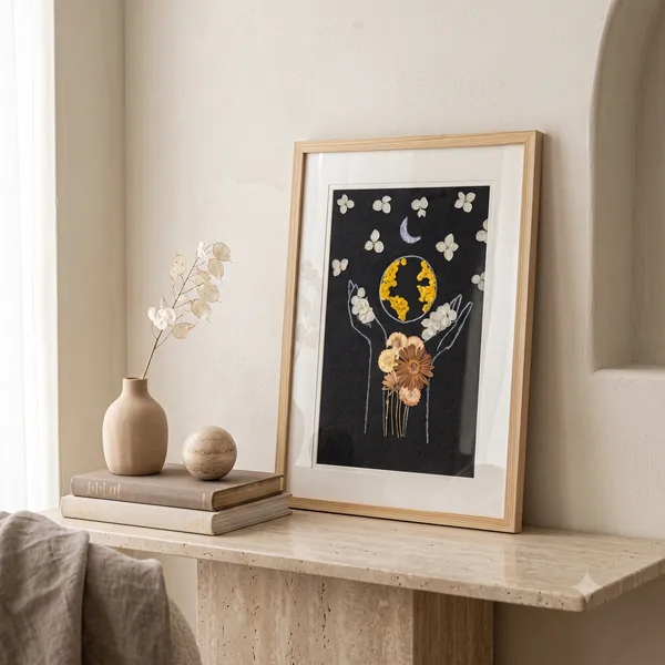 Moonlight_Pressed_Flower_Frame_|_Unique_Botanical_Wall_Art_And_Wedding_Keepsake_|_Multicolor_|_11_X_15_Inch